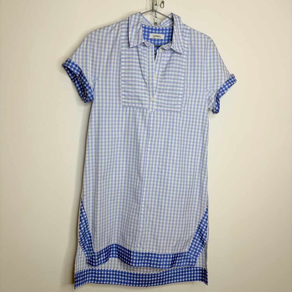 Max & Co. Blue and White Checkered Mini Dress